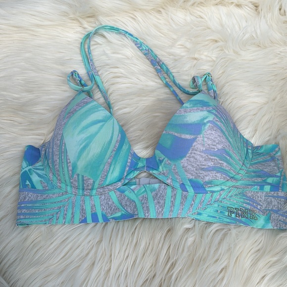 PINK Victoria’s Secret Bonded Push Up Bra With All Over Palm Trees Decor, Small - Picture 3 of 6